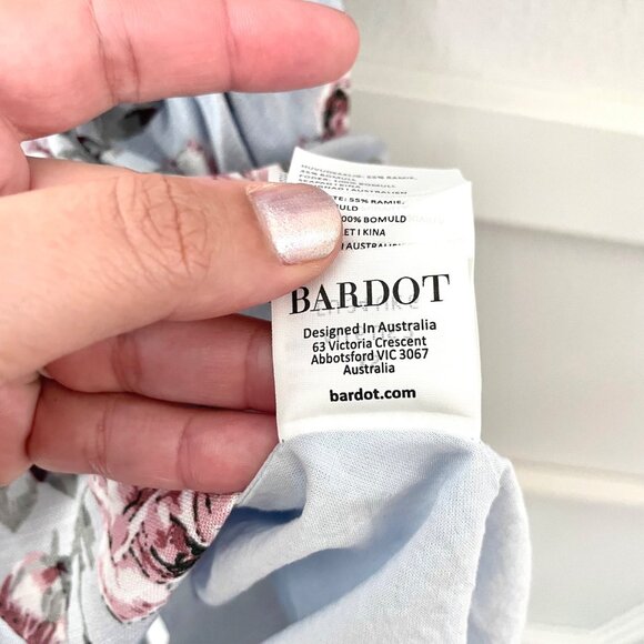 Bardot Kiah Corset Mini Dress Blue Rose Floral Linen Size XS US 2 - Picture 6 of 7